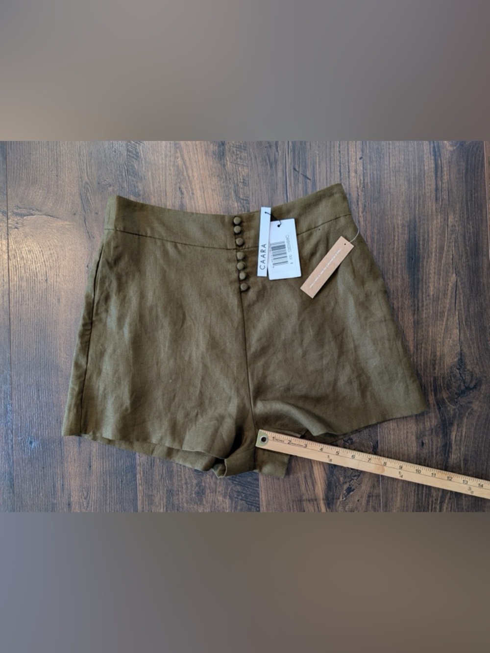 CAARA Women’s Kathrin Linen Short Olive NWT Size 8 - Picture 10 of 10